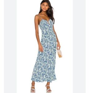 Free People Bon Voyage Midi Dress In Blue Combo Size Small
